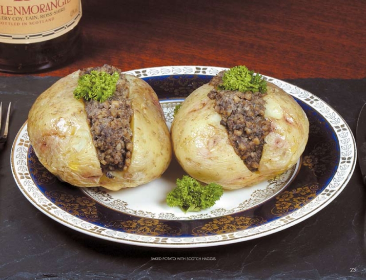 baked potato with scotch haggis