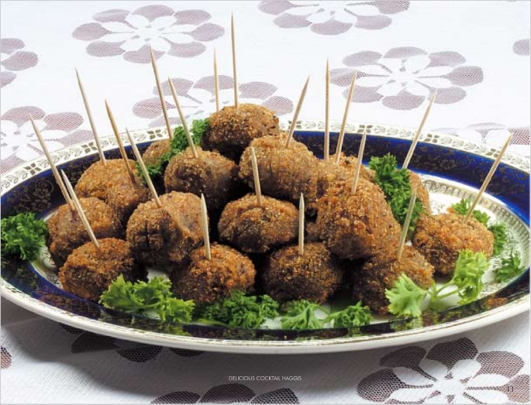 delicious cocktail haggis on a plate