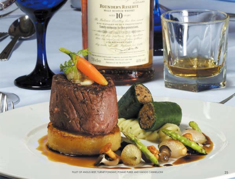 fillet of angus beef turnip fondant pomme puree and haggis cannelloni