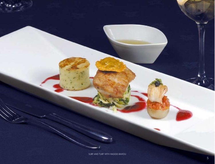 surf and turf with haggis ravioli